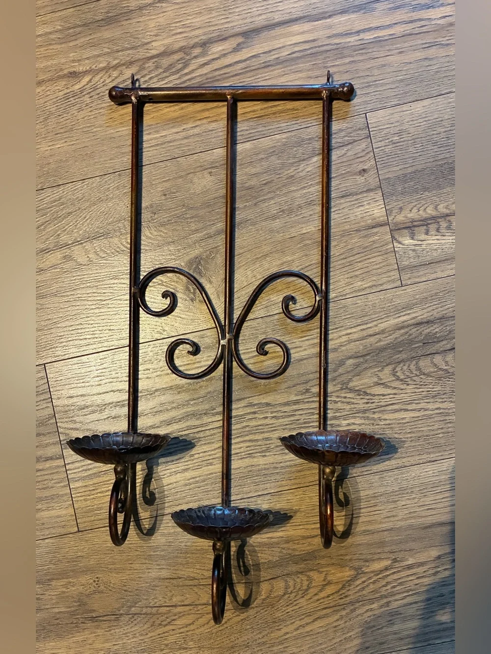 Vintage Large Triple Candlestick holder, bronze. Beautiful